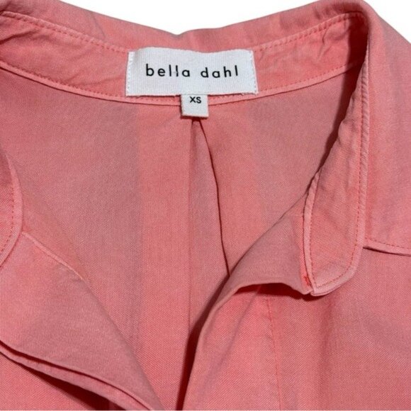 Bella Dahl Pink Tencel Button Down Shirt XS | Soft Long Sleeve High-Low Blouse - Picture 6 of 12